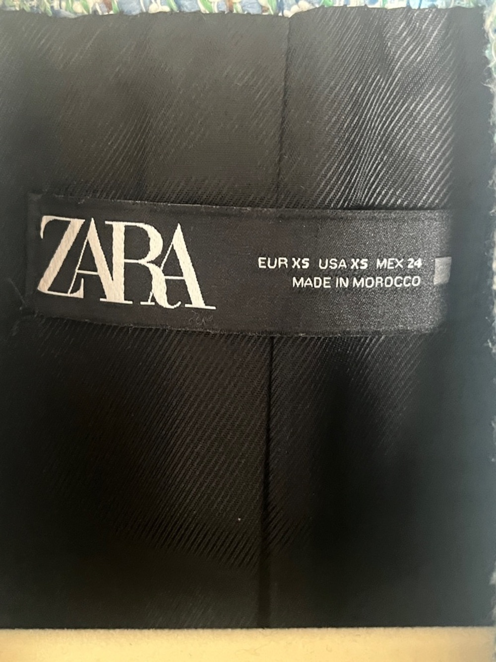 Zara Teal & White Tweed Double-Breasted Blazer - Picture 7 of 15